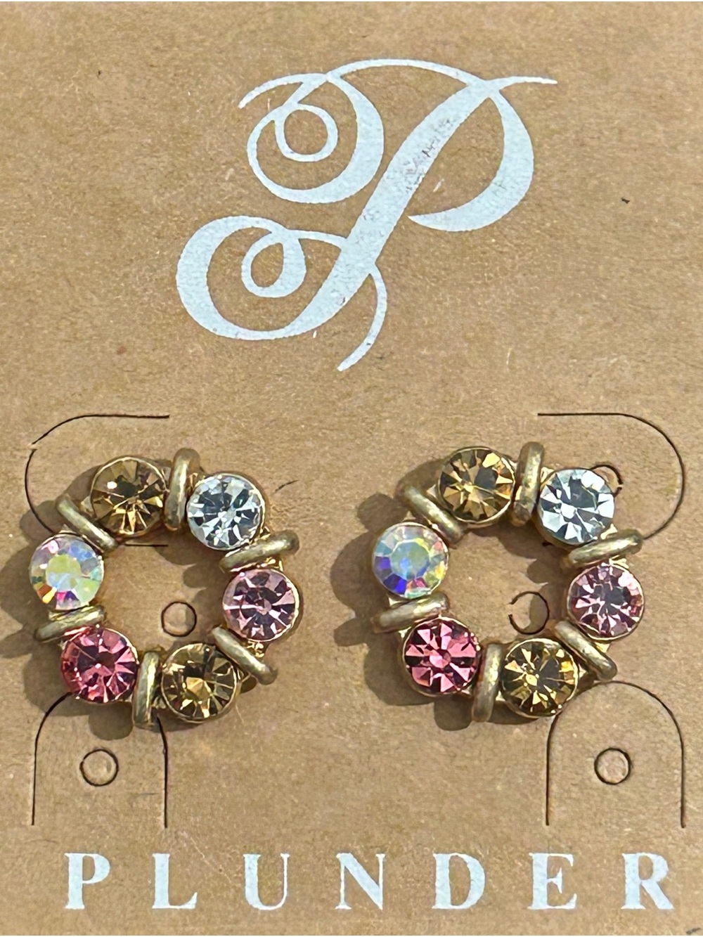 Plunder gold-tone circular wreath stud earrings